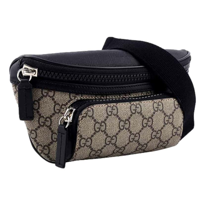 Gucci Gucci GG Supreme Canvas Belt Bag Beige Black Unisex Waist Bag Black Canvas Never worn - Back View