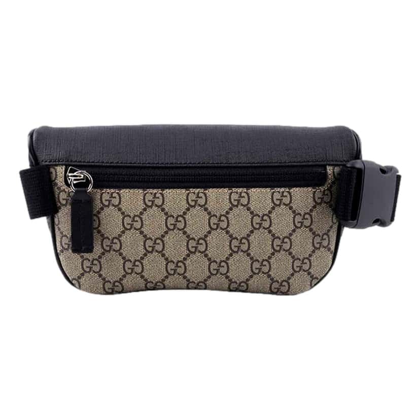 Gucci Gucci GG Supreme Canvas Belt Bag Beige Black Unisex Waist Bag Black Canvas Never worn - Inside View