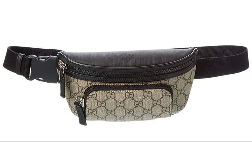 Gucci Gucci GG Supreme Canvas Belt Bag Beige Black Unisex Waist Bag Black Canvas Never worn - Box View