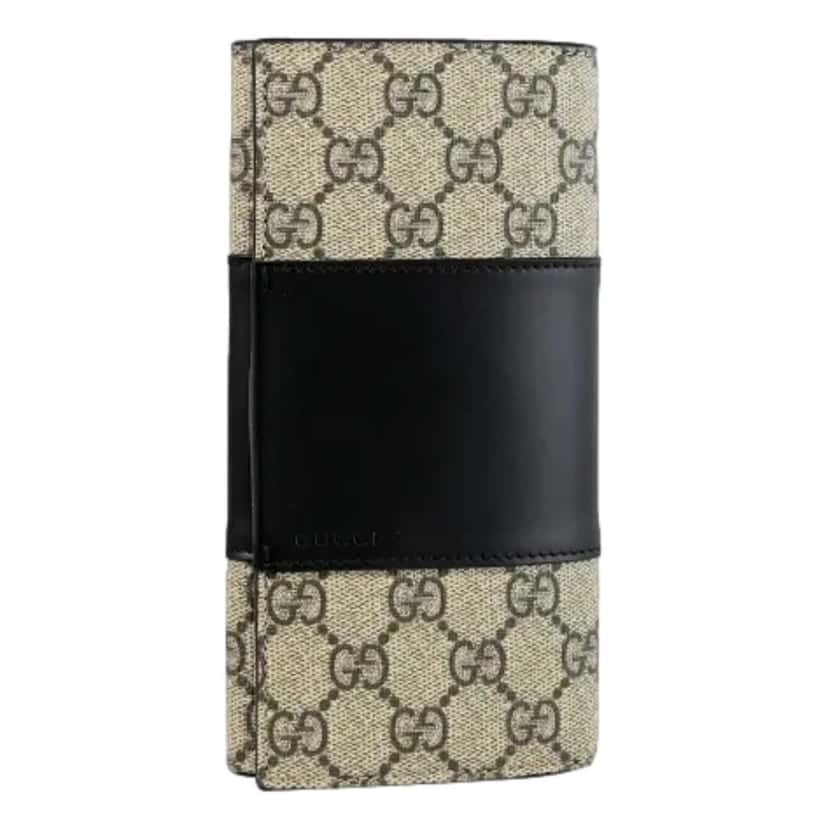 Gucci Gucci GG Supreme Canvas Leather Long Wallet Brown Canvas Never worn - Front View