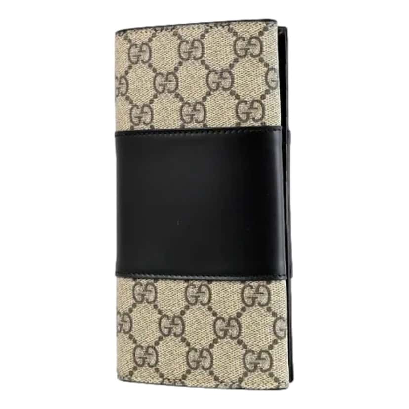 Gucci Gucci GG Supreme Canvas Leather Long Wallet Brown Canvas Never worn - Back View