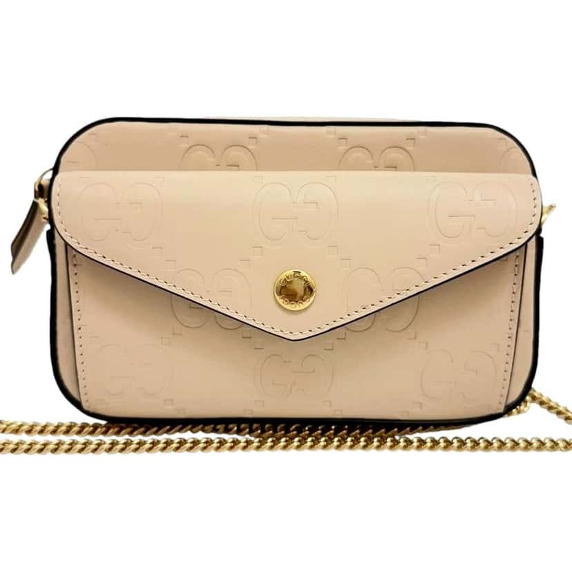 Gucci Gucci Gilbert Calfskin Mini Envelope Beige Crossbody Bag Beige Leather Never worn - Front View