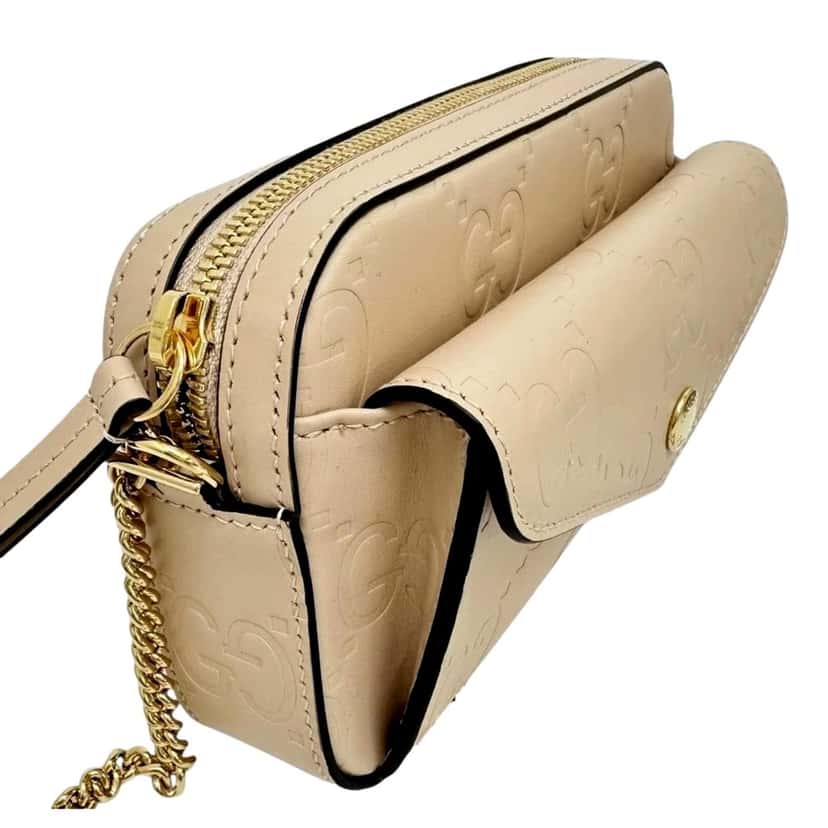 Gucci Gucci Gilbert Calfskin Mini Envelope Beige Crossbody Bag Beige Leather Never worn - Back View