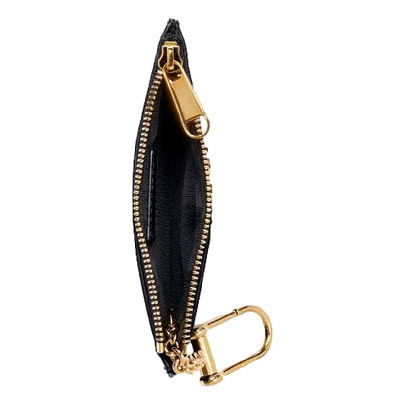 Gucci Gucci Zip Key Case Black Leather Card Holder Gold Logo Script Black Leather Never worn - Model View