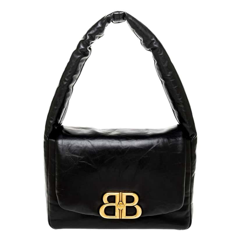 Balenciaga Balenciaga Monaco Soft Nappa Leather Shoulder Bag Black Gold Hardware Black Leather Never worn - Front View