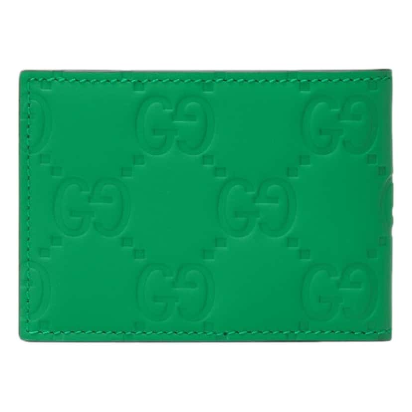 Gucci Gucci GG Leather Green Rubber Effect Bifold Wallet Green Leather Never worn - Inside View