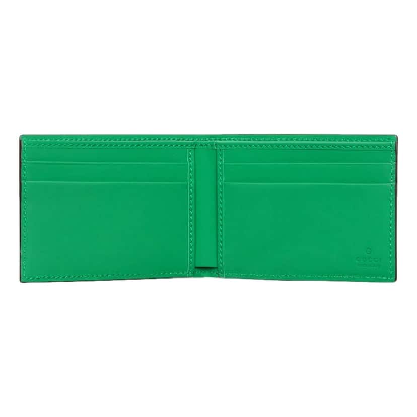 Gucci Gucci GG Leather Green Rubber Effect Bifold Wallet Green Leather Never worn - Model View