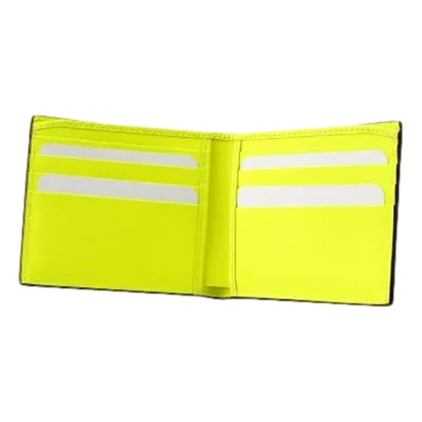 Gucci Gucci GG Leather Neon Yellow Rubber Effect Bifold Wallet White Leather Never worn - Model View