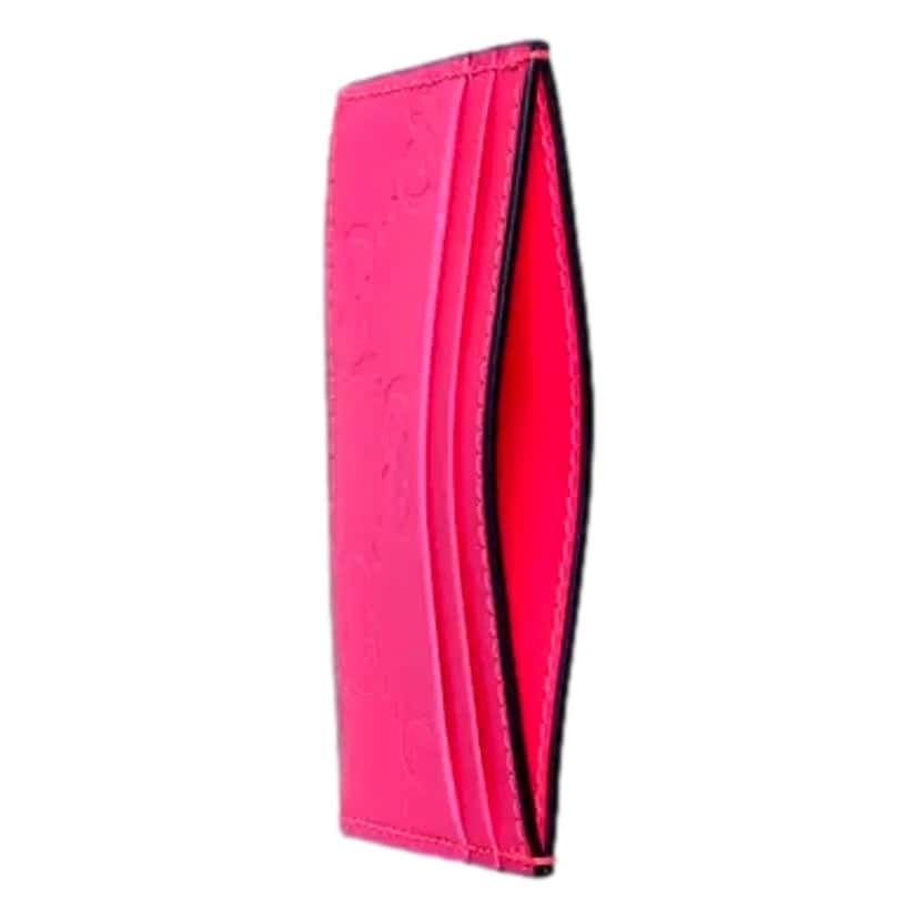 Gucci Gucci GG Leather Rubber Effect Neon Pink Card Holder Wallet Pink Leather Never worn - Model View