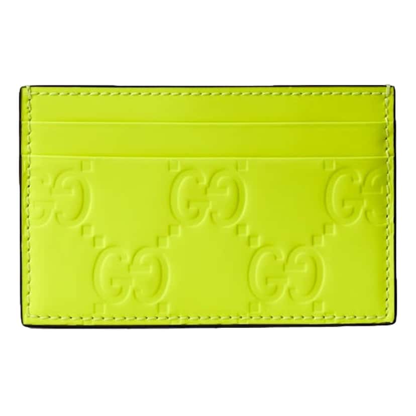 Gucci Gucci GG Rubber Effect Neon Yellow Guccissima Leather Card Case Wallet Yellow Leather Good condition - Inside View