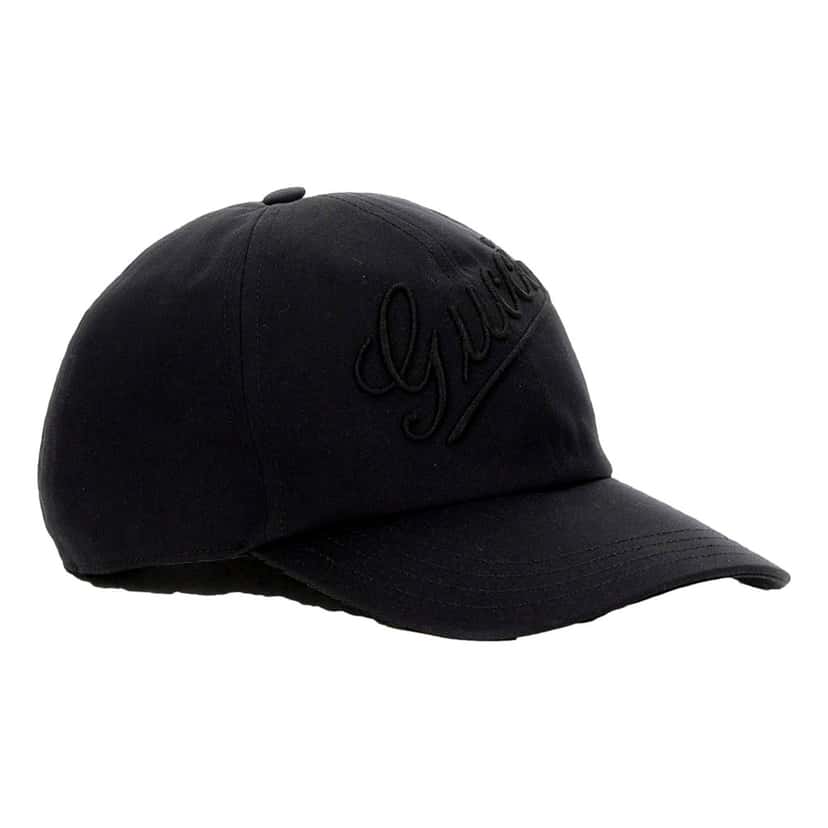 Gucci Gucci Black Embroidered Logo Cotton Baseball Cap Large Black Cotton Never worn - Back View