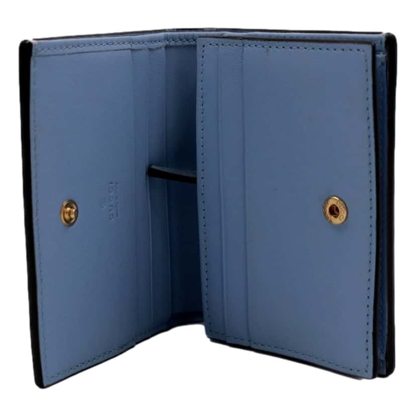 Gucci Gucci GG Marmont Canvas Leather Card Case Wallet Pink Blue Brown Canvas Never worn - Inside View