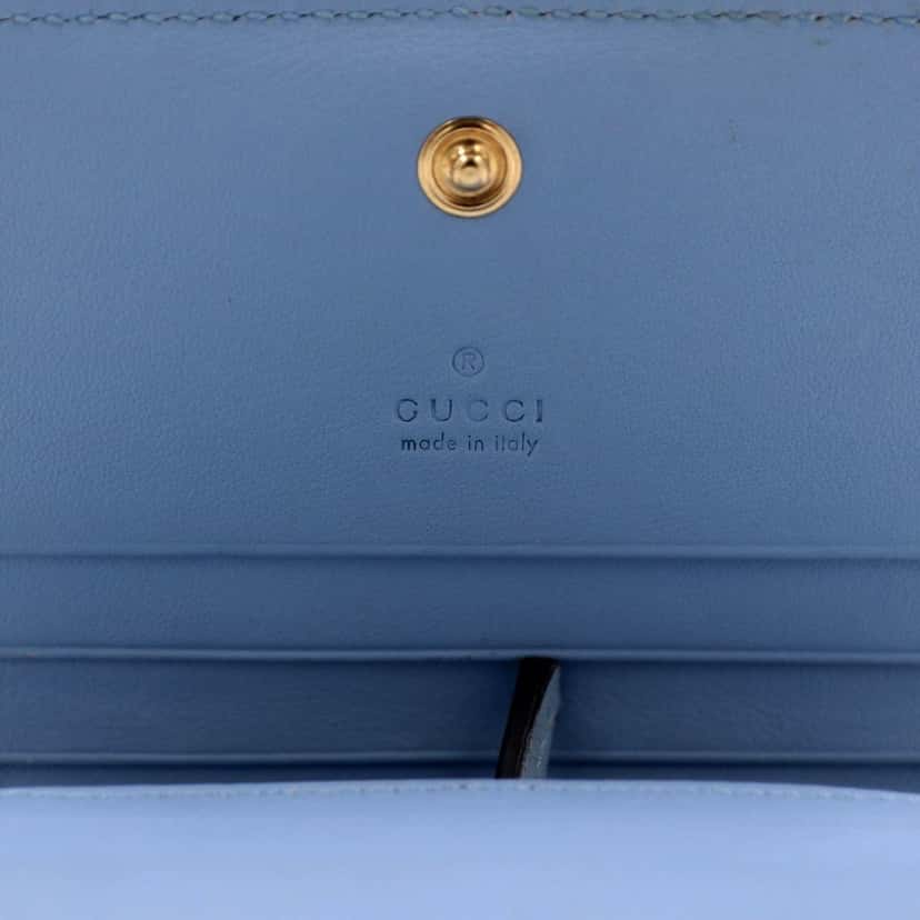 Gucci Gucci GG Marmont Canvas Leather Card Case Wallet Pink Blue Brown Canvas Never worn - Model View