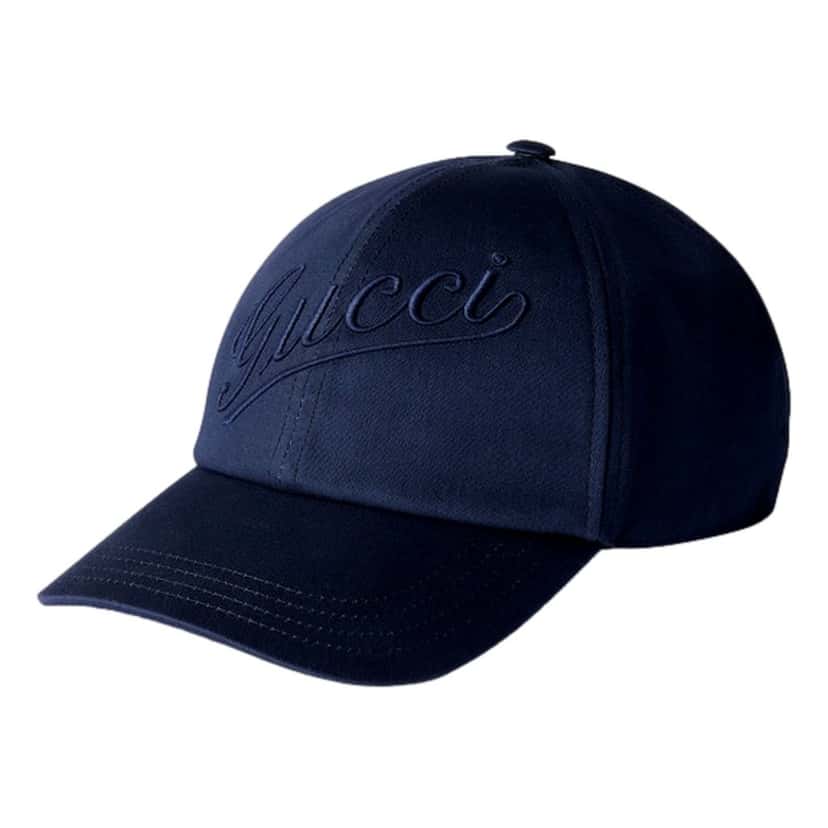 Gucci Gucci Baseball Hat with Embroidery in Navy Blue XL Blue Cotton Never worn - Front View