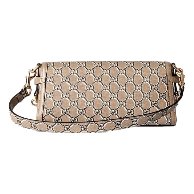 Gucci Gucci Luce Optical Printed GG Leather Beige Shoulder Bag Brown Leather Never worn - Inside View