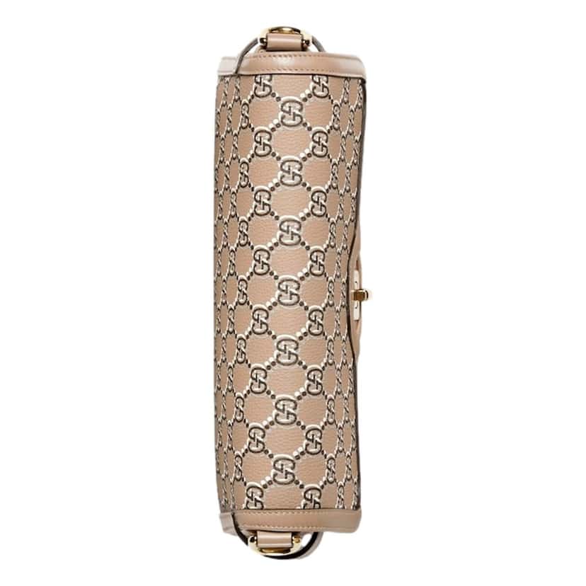 Gucci Gucci Luce Optical Printed GG Leather Beige Shoulder Bag Brown Leather Never worn - Model View