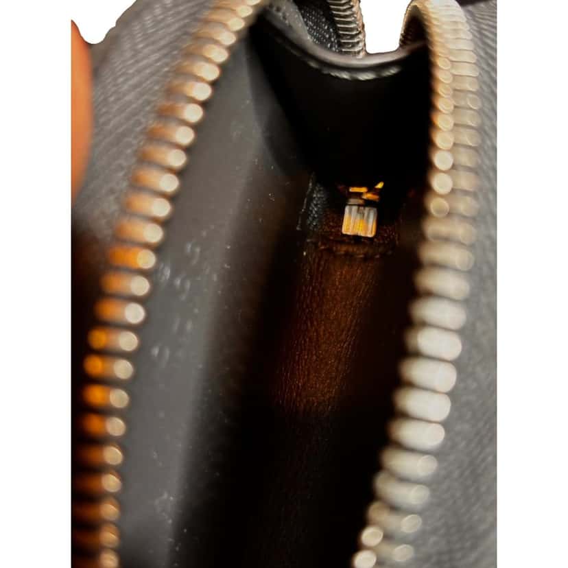 Gucci Gucci Dark Gray Leather Earphone Case Zip Pouch Key Ring Clip Other Leather Never worn - Back View