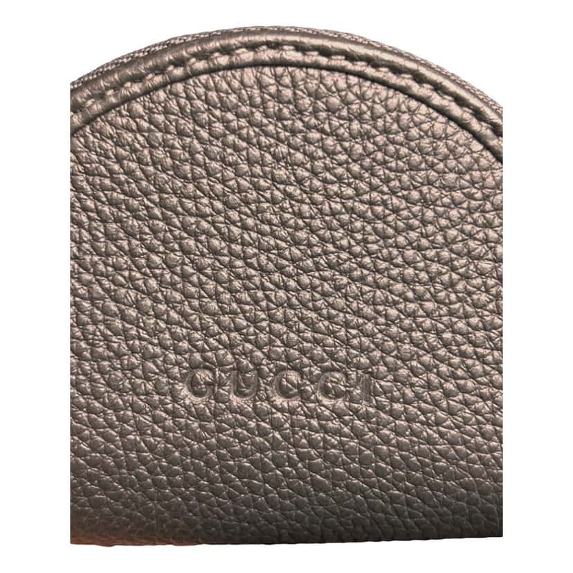 Gucci Gucci Dark Gray Leather Earphone Case Zip Pouch Key Ring Clip Other Leather Never worn - Inside View