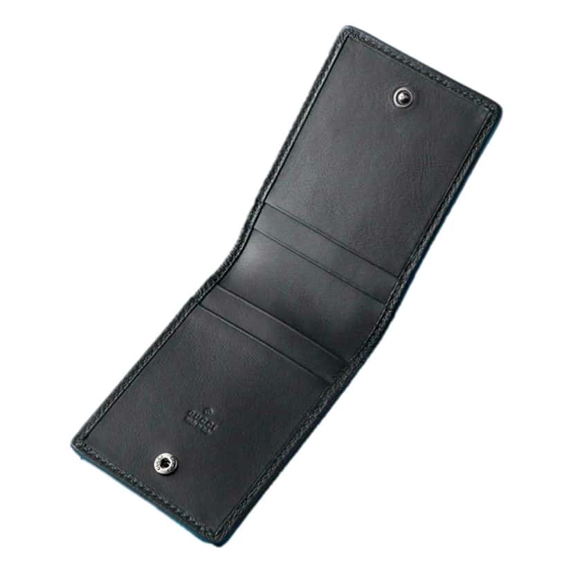 Gucci Gucci Grained Leather AirTag Holder Folding Card Case Wallet in Dark Gray Grey Leather Good condition - Back View