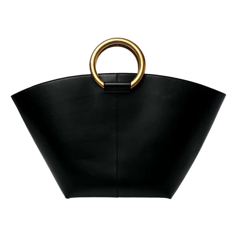 Saint Laurent Saint Laurent Maxi Ring Handle Tote in Black Smooth Leather with Gold-Tone Ring Hardware Large Black Leather Never worn - Front View