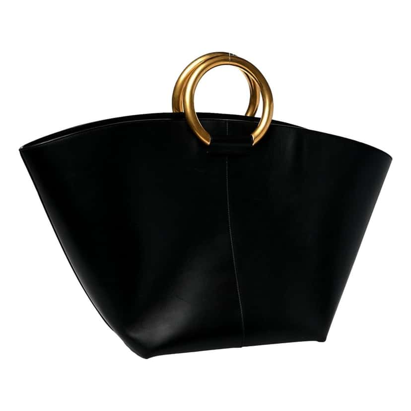 Saint Laurent Saint Laurent Maxi Ring Handle Tote in Black Smooth Leather with Gold-Tone Ring Hardware Large Black Leather Never worn - Back View