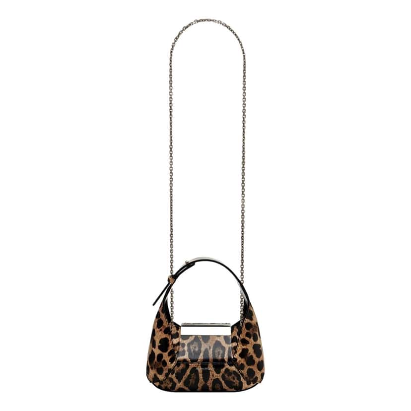 Alexander McQueen Alexander McQueen Leopard Print Jewelled Shoulder Bag Skull Knuckle Brown Leather Never worn - Box View