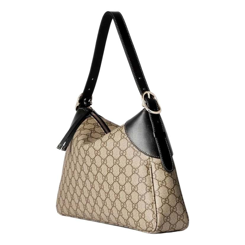 Gucci Gucci GG Emblem Surpeme Canvas Medium Leather Shoulder Bag Black Beige Brown Canvas Never worn - Inside View