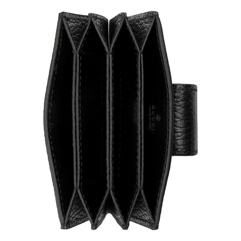 Gucci Gucci GG Marmont Leather Card Case Wallet with Gold Double G Snap Closure Black Leather Never worn - Inside View