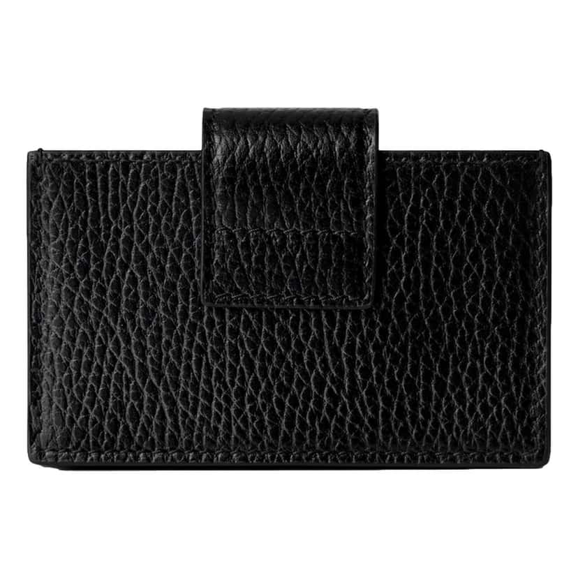 Gucci Gucci GG Marmont Leather Card Case Wallet with Gold Double G Snap Closure Black Leather Never worn - Model View