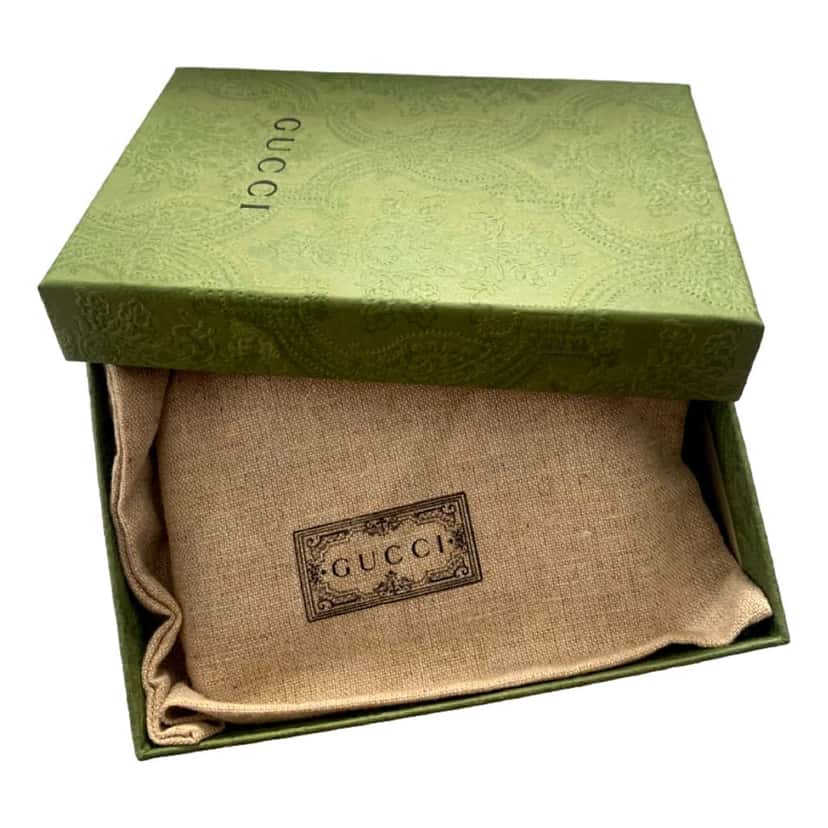 Gucci Gucci GG Marmont Leather Card Case Wallet with Gold Double G Snap Closure Black Leather Never worn - Box View