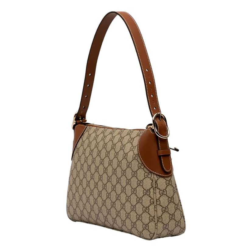 Gucci Gucci GG Supreme Emblem Medium Shoulder Bag Brown Beige Brown Canvas Never worn - Back View