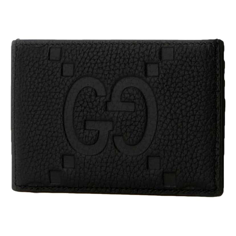 Gucci Gucci Jumbo GG Black Leather Card Holder Wallet Embossed Logo Black Leather Never worn - Back View