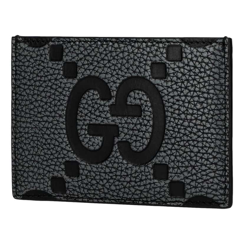 Gucci Gucci Jumbo GG Gray Leather Card Holder Wallet Embossed Logo Other Leather Never worn - Back View