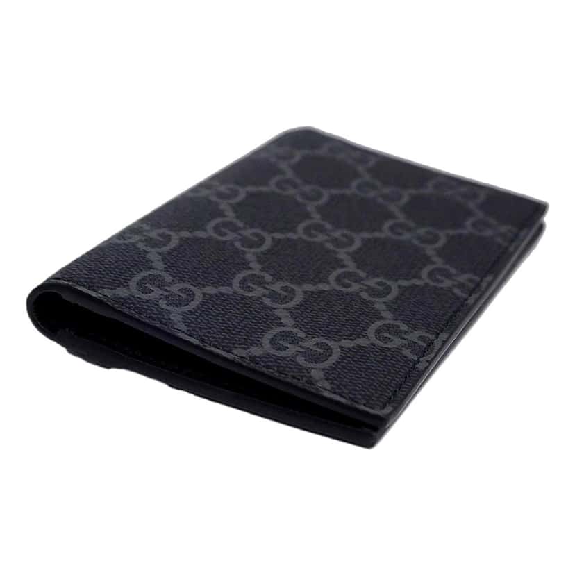 Gucci Gucci GG Emblem Black Leather and Canvas Vertical Bifold Wallet Black Leather Good condition - Inside View