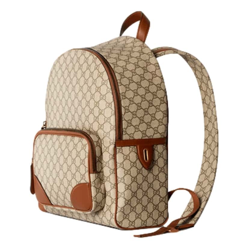 Gucci Gucci GG Supreme Medium Backpack Brown Canvas Leather Trim Brown Canvas Never worn - Back View