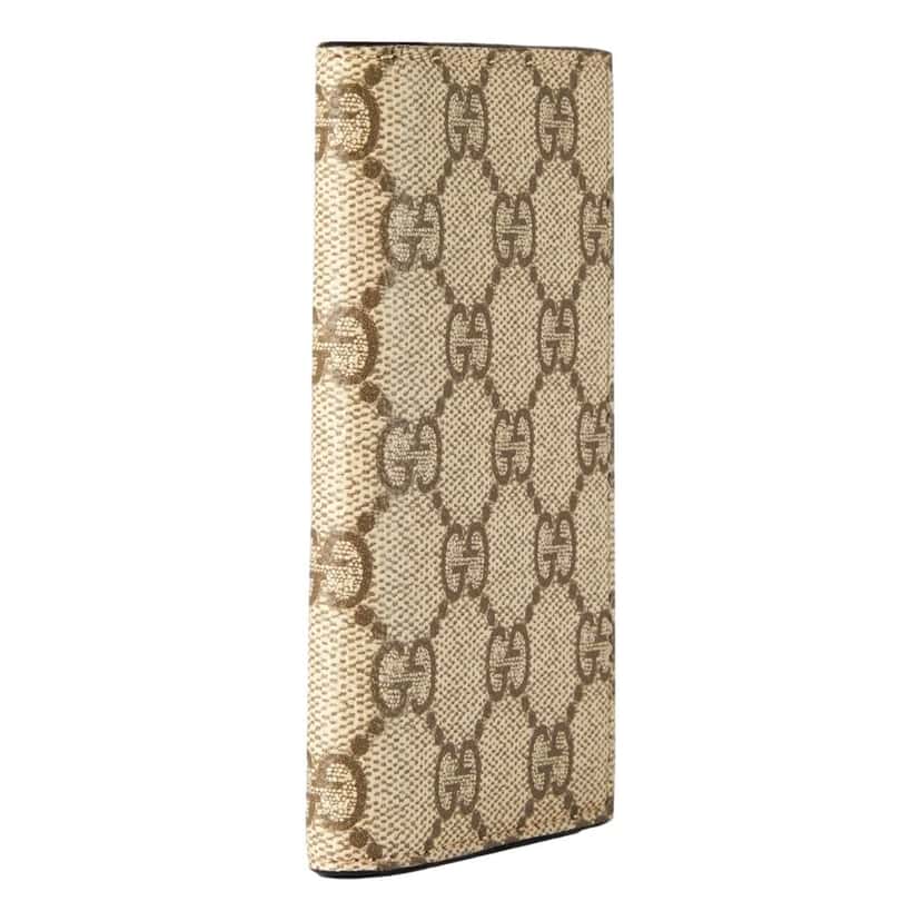 Gucci Gucci GG Supreme Canvas Beige Brown Leather Vertical Bifold Wallet Brown Leather Never worn - Inside View