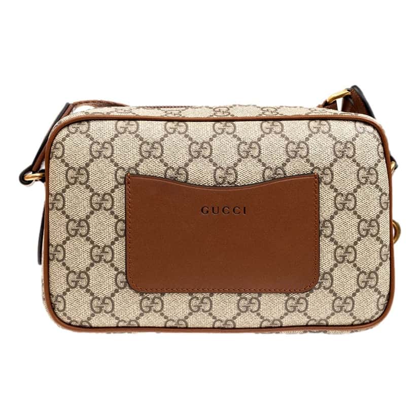 Gucci Gucci GG Supreme Canvas Brown Leather Camera Bag Crossbody Brown Canvas Good condition - Back View