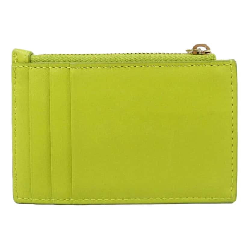 Gucci Gucci Bamboo Series Lime Green Leather Zipper Card Holder Wallet Green Leather Never worn - Back View