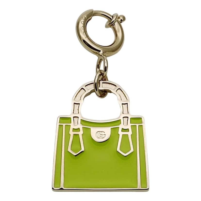 Gucci Gucci Bamboo Diana Metal Green Enamel Keychain Bag Charm Green Good condition - Front View