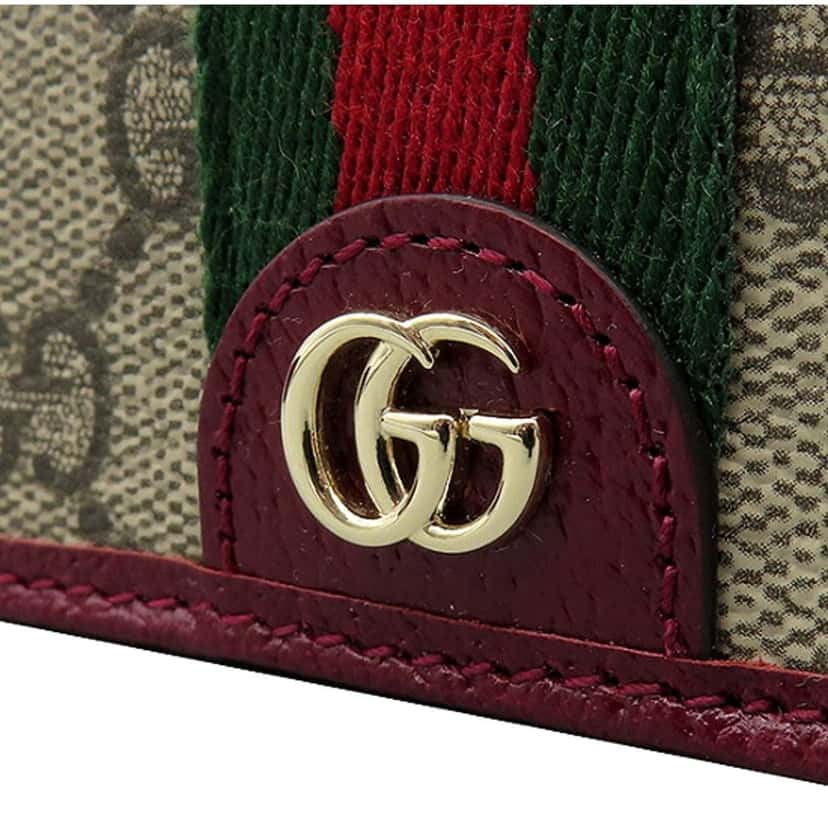 Gucci Gucci Ophidia Canvas Webstripe Burgundy Leather Bifold Snap Wallet Brown Leather Never worn - Inside View