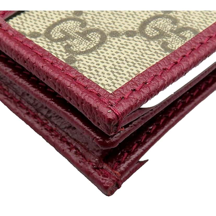 Gucci Gucci Ophidia Canvas Webstripe Burgundy Leather Bifold Snap Wallet Brown Leather Never worn - Model View