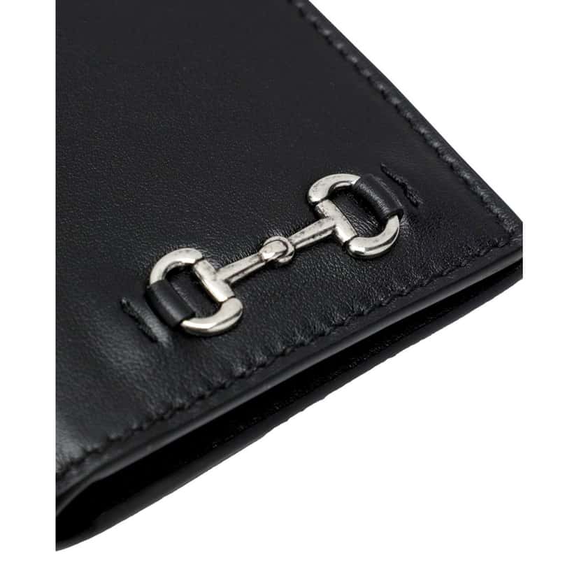 Gucci Gucci Horsebit Smooth Calfskin Leather Long Card Case Wallet in Black Black Leather Never worn - Model View