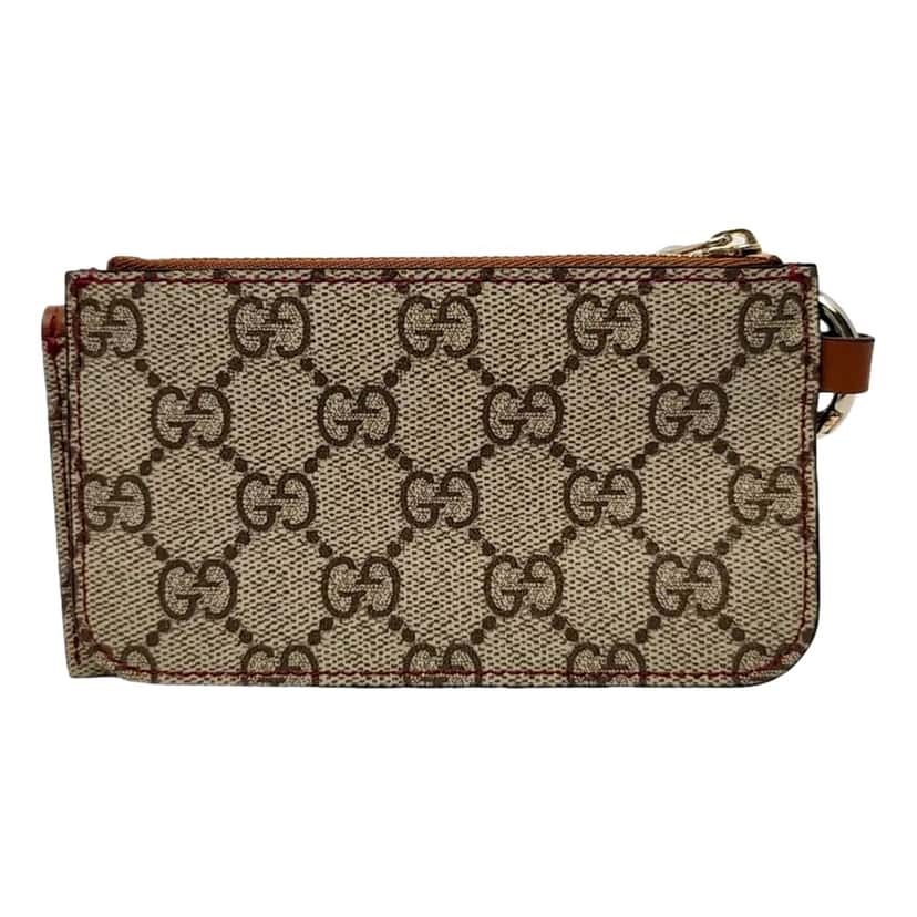 Gucci Gucci Dachshund GG Supreme Canvas Leather Brown Double Wallet Lanyard Brown Leather Never worn - Inside View