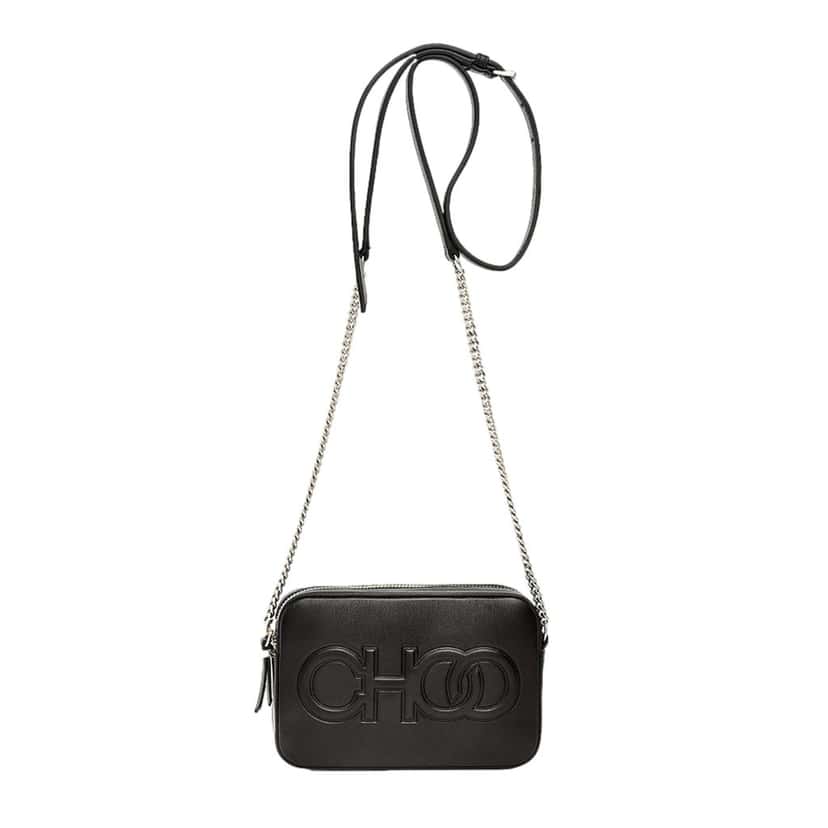 Jimmy Choo Jimmy Choo Balti Camera Crossbody Bag Black Embossed Leather Chain Strap Black Leather Never worn - Model View