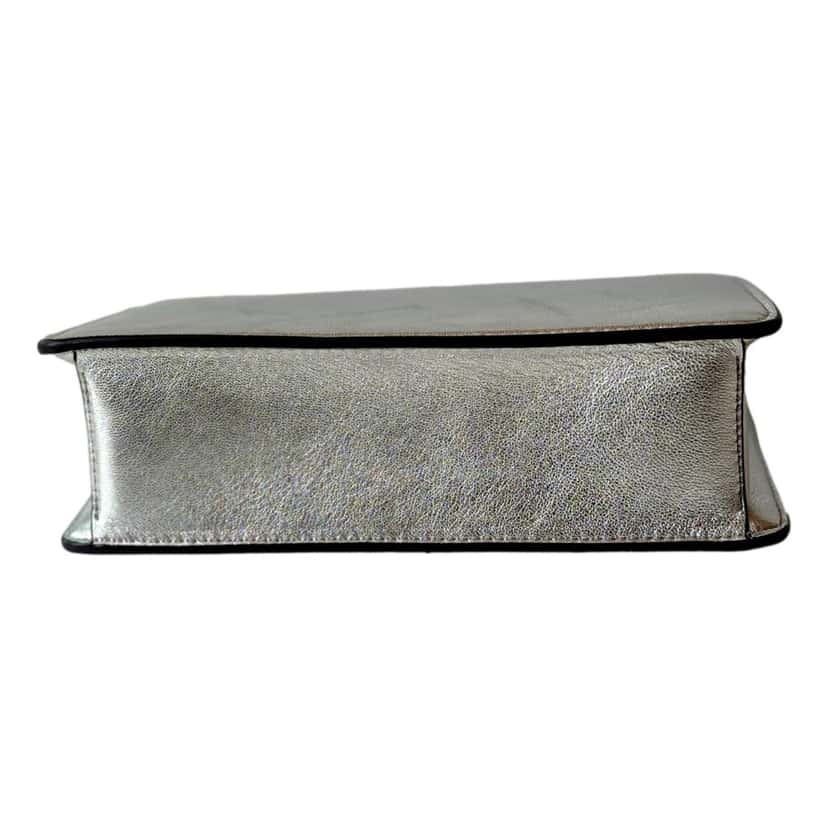 Jimmy Choo Jimmy Choo Kalina  Crossbody Clutch Bag Crystal Logo Metallic Silver Silver Leather Never worn - Inside View