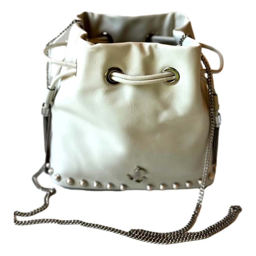 Jimmy Choo Jimmy Choo Marcheline Pearl Small Bucket Crossbody Bag Ivory White Leather Never worn - Back View