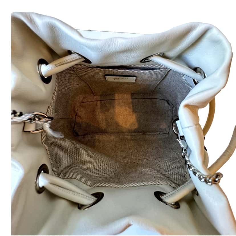 Jimmy Choo Jimmy Choo Marcheline Pearl Small Bucket Crossbody Bag Ivory White Leather Never worn - Model View
