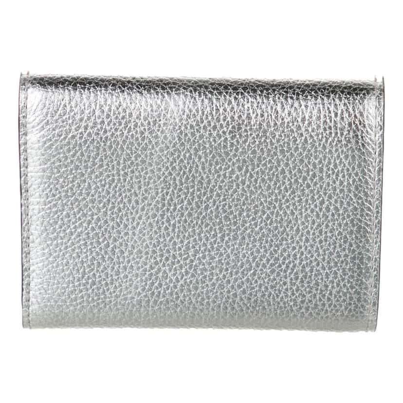 Jimmy Choo Jimmy Choo Loni Silver Leather Embossed Logo Tri-Fold Card Case Wallet Silver Leather Never worn - Back View