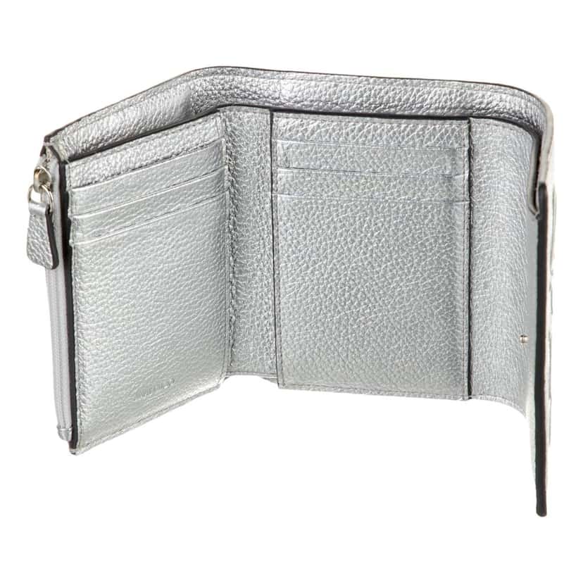 Jimmy Choo Jimmy Choo Loni Silver Leather Embossed Logo Tri-Fold Card Case Wallet Silver Leather Never worn - Model View