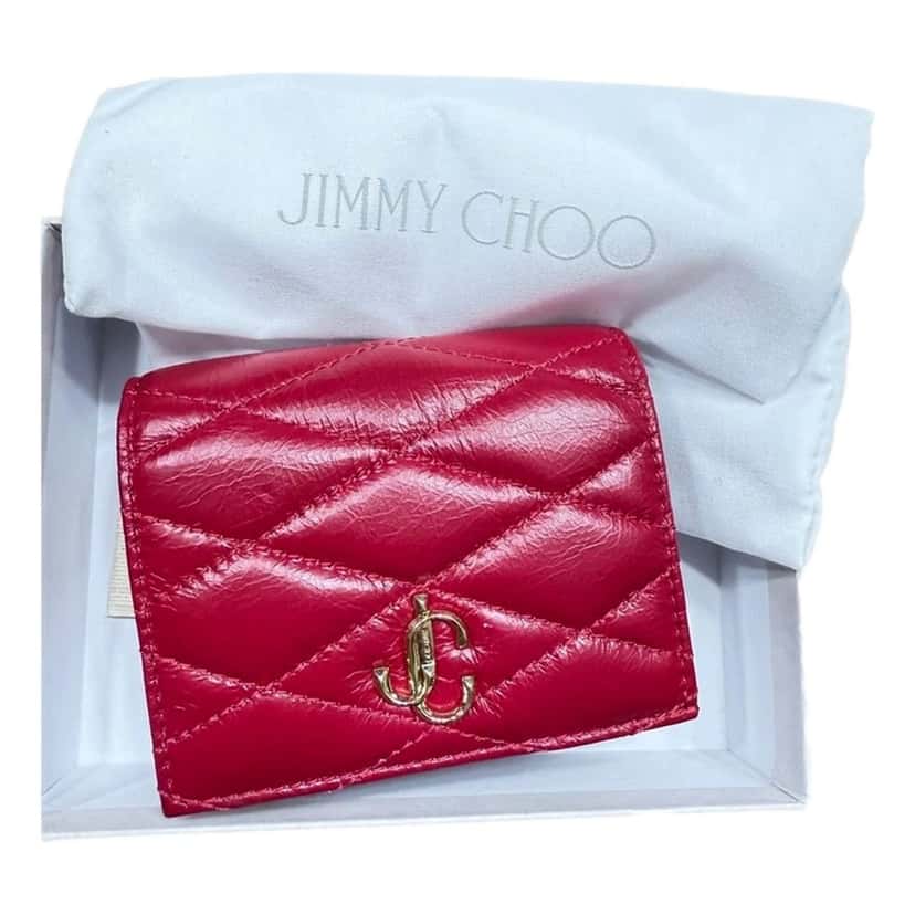 Jimmy Choo Jimmy Choo Farone Raspberry Red Leather Card Case Folding Wallet Red Leather Never worn - Back View